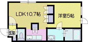 ドゥエ カーサ コモド(1LDK/4階)の間取り写真