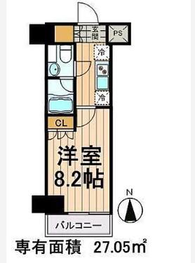 パークアクシス清澄白河(1K/3階)の間取り写真