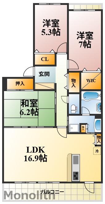 ローレルコート北野田(3LDK/12階)の間取り写真