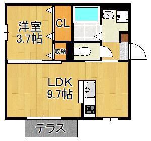 おおくぼの森B棟(1LDK/1階)の間取り写真