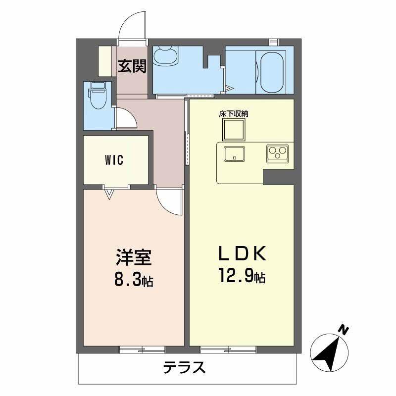 シャーメゾン千鳥(1LDK/1階)の間取り写真
