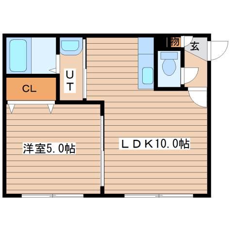 クラリス二十四軒(1LDK/2階)の間取り写真