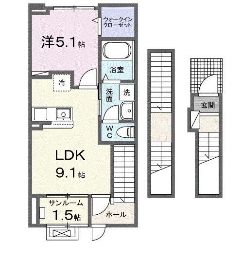 ラ・セーヌ博労(1LDK/3階)の間取り写真