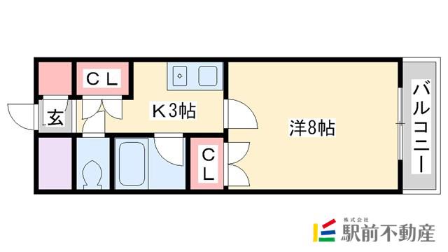 クリテリオン福岡(1K/4階)の間取り写真