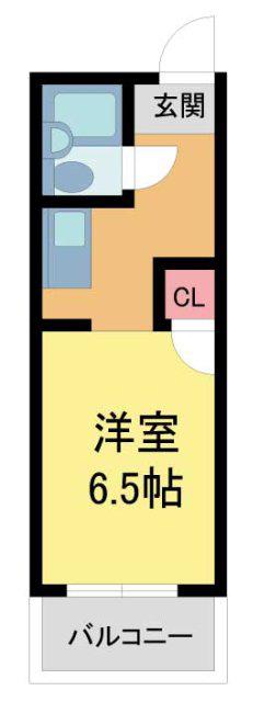 ヴィラ楠の木(1K/1階)の間取り写真