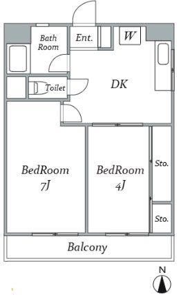 トーア錦糸町マンション(2DK/9階)の間取り写真