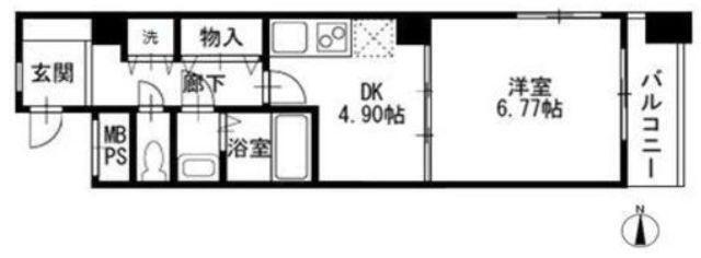 グランドマークコート(1DK/3階)の間取り写真