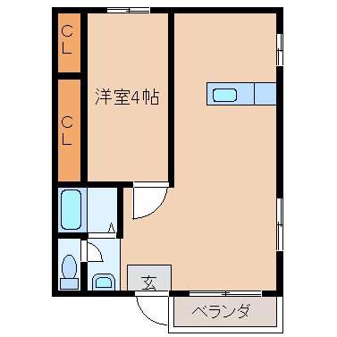 シャトルハイツ(1LDK/2階)の間取り写真