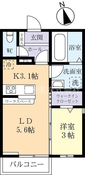 クレール(1LDK/2階)の間取り写真