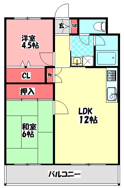 グレイス辻本(2DK/6階)の間取り写真