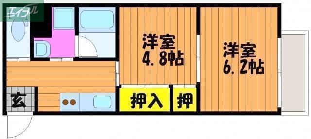 アミスター東島田(1DK/3階)の間取り写真
