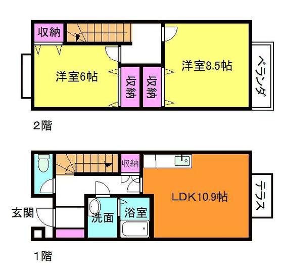 ファインズ・シティー(2LDK/1階)の間取り写真