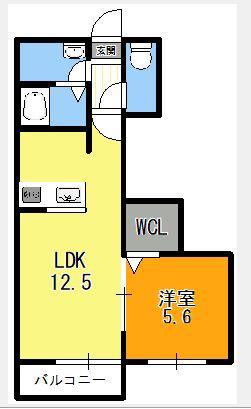 KLEIS前橋本町(1LDK/2階)の間取り写真
