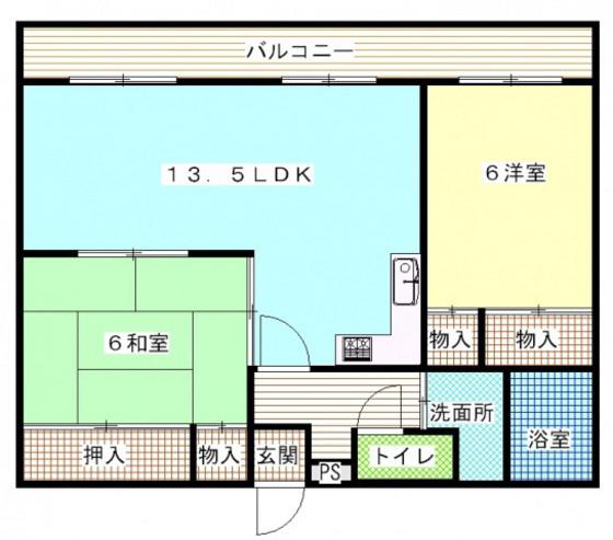 グランディール光町(2LDK/4階)の間取り写真