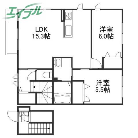 CRESTIEQ(2LDK/2階)の間取り写真