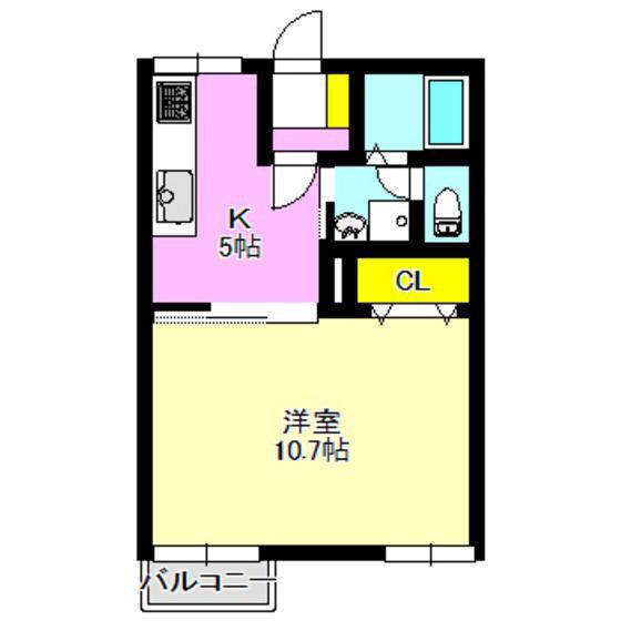 YUKIハイツ(1DK/1階)の間取り写真