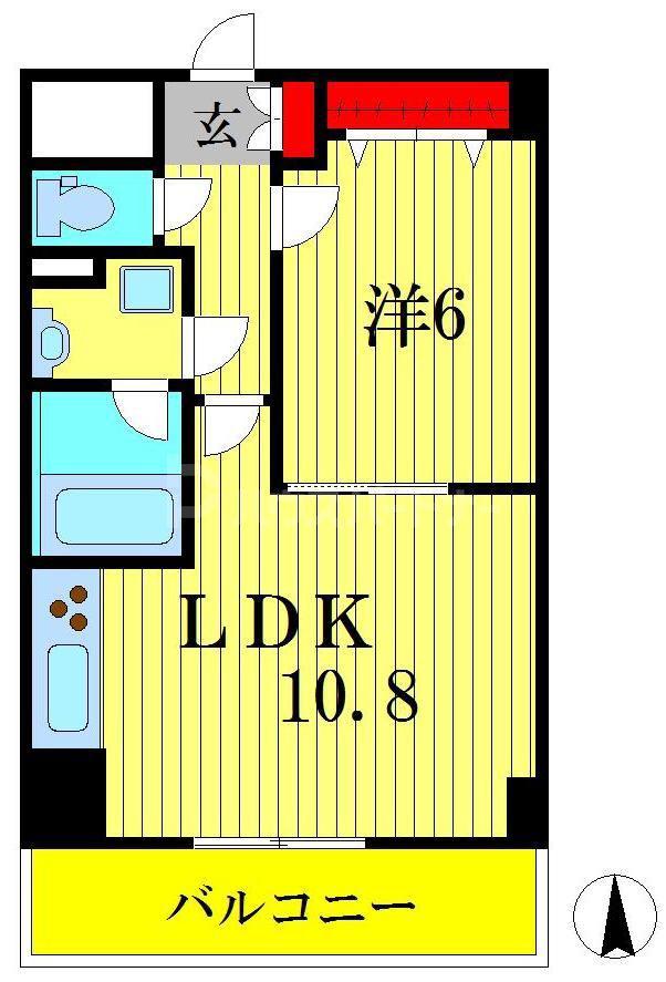 ベルフィオーレ千代田(1LDK/6階)の間取り写真
