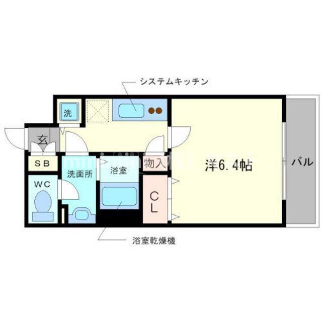 プレサンス難波幸町(1K/3階)の間取り写真