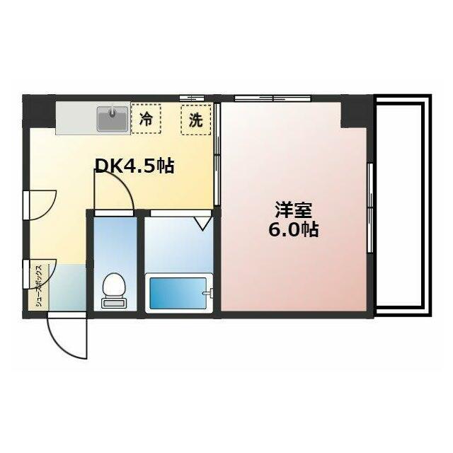 ルミエール花小金井(1DK/4階)の間取り写真