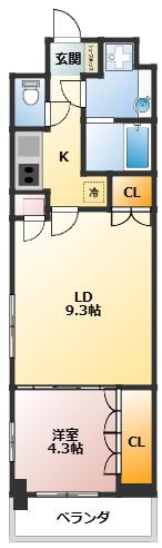 デュオステージ東十条(1LDK/4階)の間取り写真