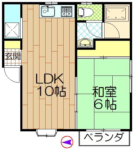 グリーンヒルズ鷹番(1LDK/1階)の間取り写真