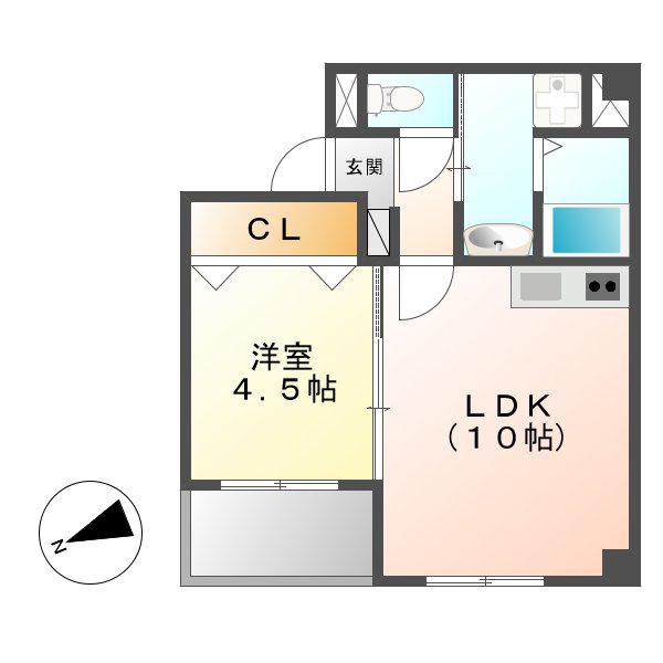 吹上アパートメント(1LDK/4階)の間取り写真
