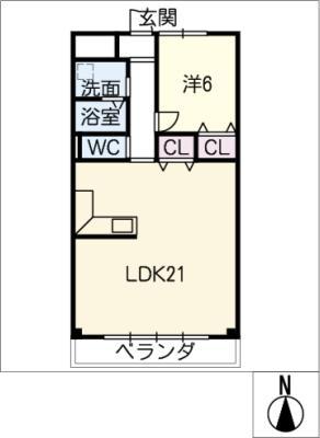 SSマンション(1LDK/3階)の間取り写真