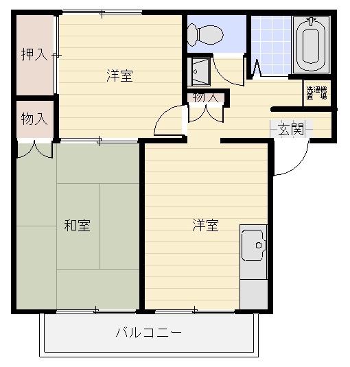 ファンタジーパレス(2DK/1階)の間取り写真