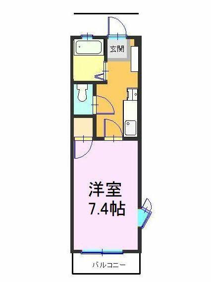 クレストヒルズ(1K/2階)の間取り写真