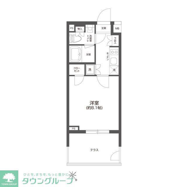 GRAN PASEO 四谷若葉(1K/1階)の間取り写真