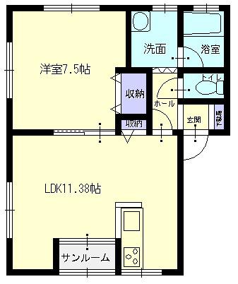 メゾン・オオミB(1LDK/2階)の間取り写真