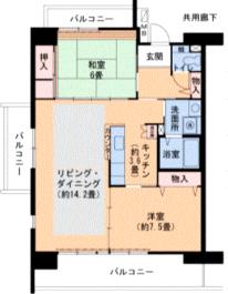 サンヴァリエ津久野7号棟(2LDK/2階)の間取り写真