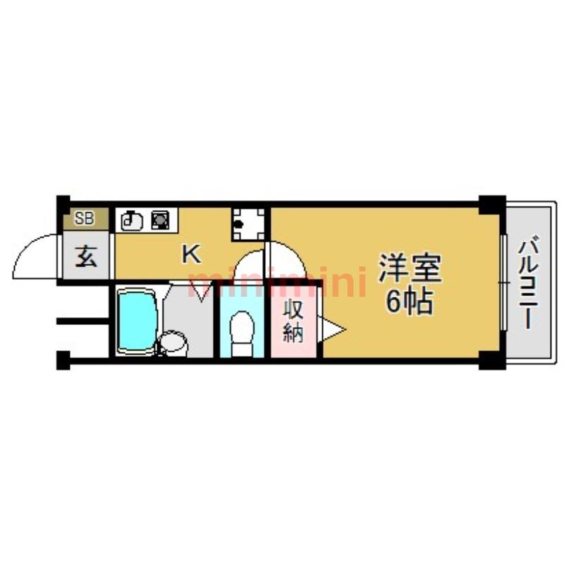 大伸マンション(1K/2階)の間取り写真