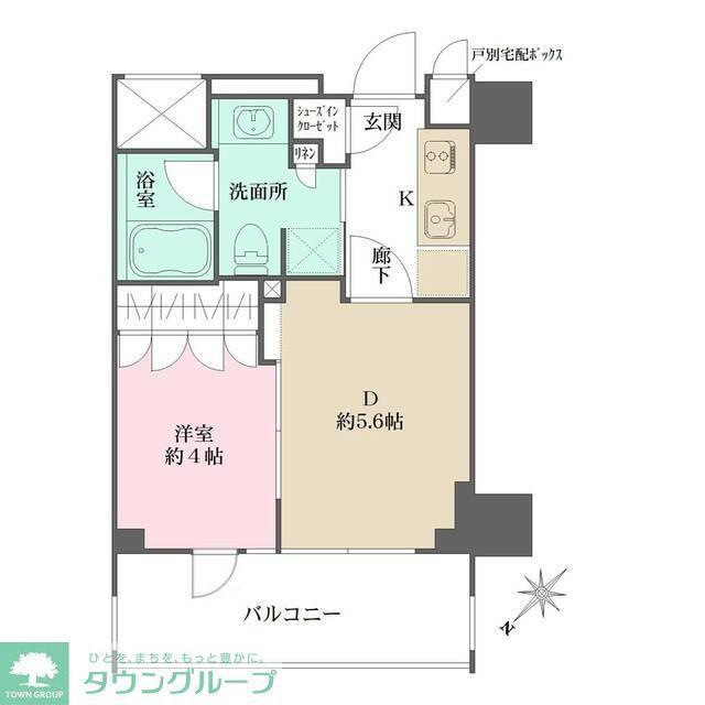 ザ・パークワンズ三軒茶屋(1DK/2階)の間取り写真