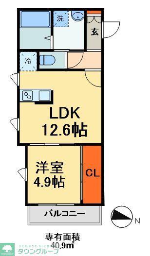 明幸3番館(1LDK/2階)の間取り写真