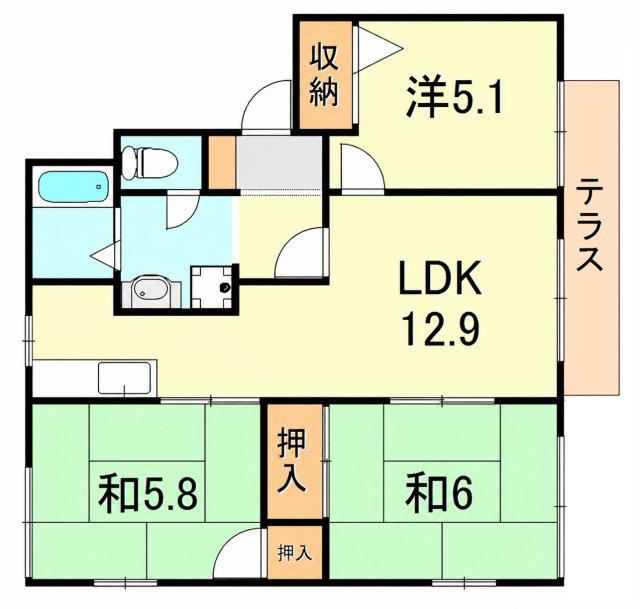 サニーパーク(3LDK/1階)の間取り写真
