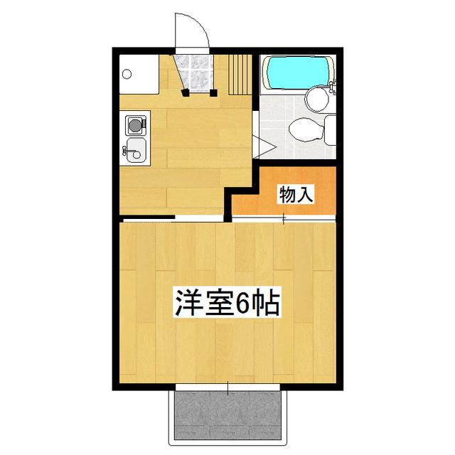 ウイング21角崎(1K/2階)の間取り写真