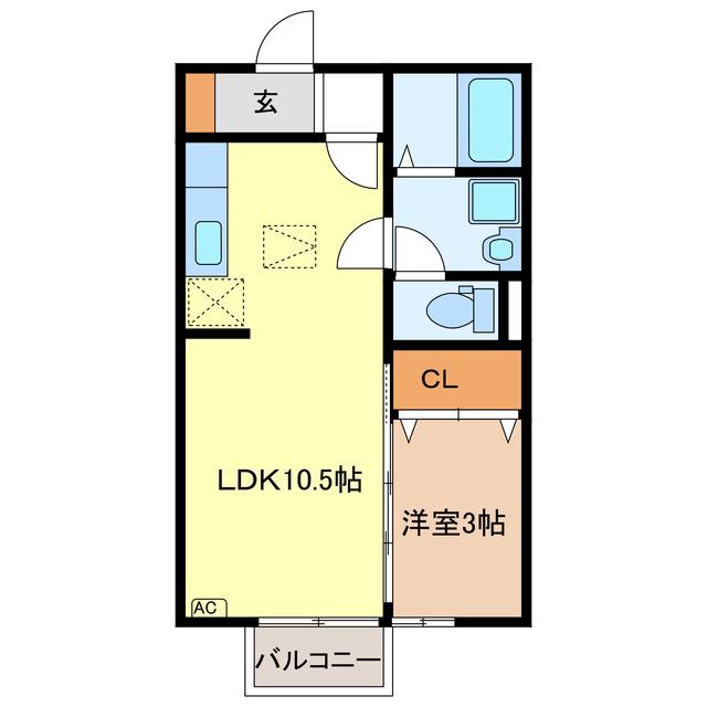 ビビッド(1LDK/2階)の間取り写真