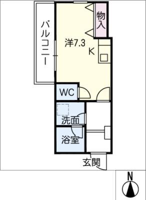 名鉄常滑線 豊田本町駅 徒歩3分 3階建 築5年(ワンルーム/2階)の間取り写真