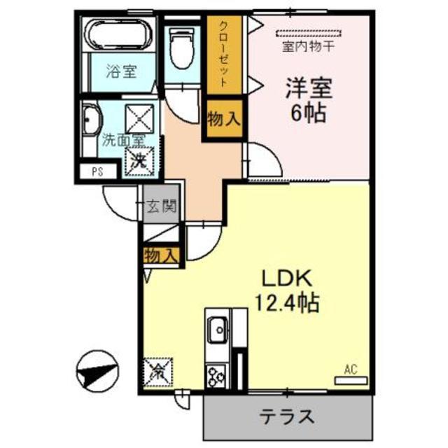 メルベーユ紀ノ国(1LDK/1階)の間取り写真