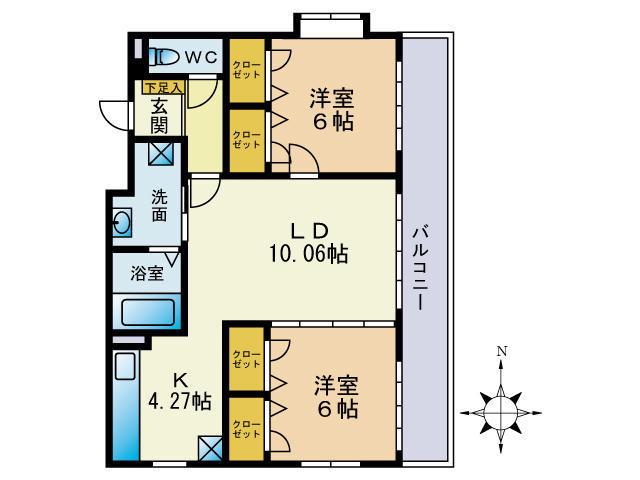 ティエラ箱崎(2LDK/2階)の間取り写真