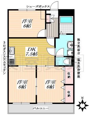 CASA吹上(3DK/2階)の間取り写真