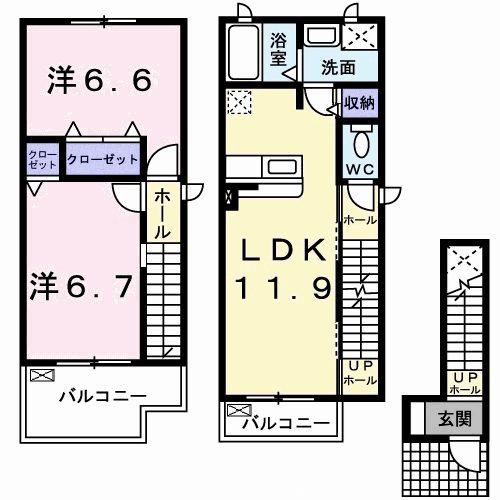 メゾン花園II(2LDK/2階)の間取り写真