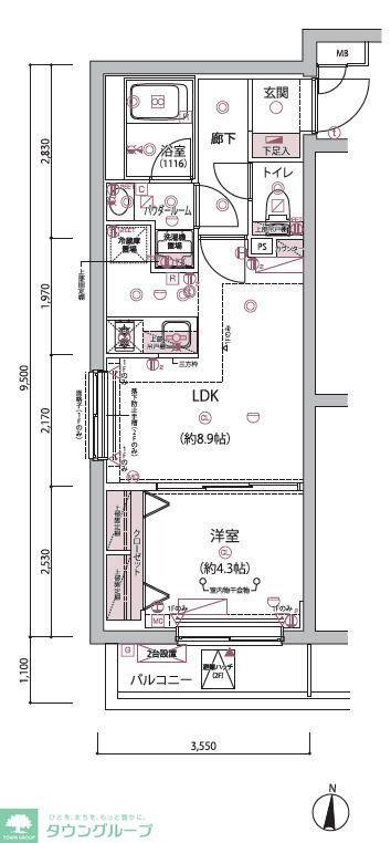 ARCOBALENO BUBAIGAWARA(1LDK/1階)の間取り写真