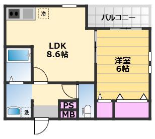 フジパレス岸和田駅前Ⅰ番館(1LDK/3階)の間取り写真