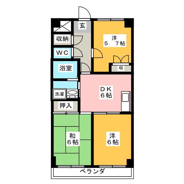 G・S壱番館(3DK/5階)の間取り写真
