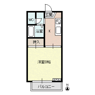 アピア・アルタイル(1K/1階)の間取り写真