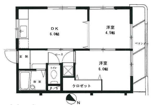 グレイスハイツ大田町(2DK/1階)の間取り写真