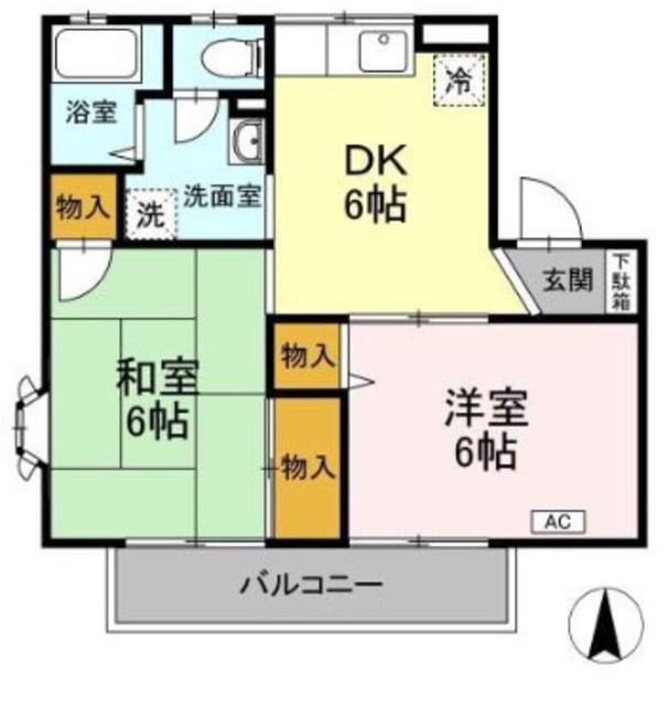 グレース宮前 A棟(2DK/1階)の間取り写真