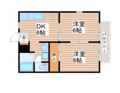 カーササクラ(2DK/1階)の間取り写真